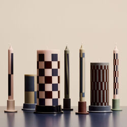 Pattern stearinlys, grey/blue, HAY