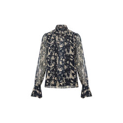 AMELIA HALLIE TIE NK BLOUSE, black multi, French Connection