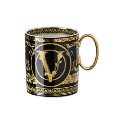 Mug with handle, virtus gala black, Rosenthal x Versace