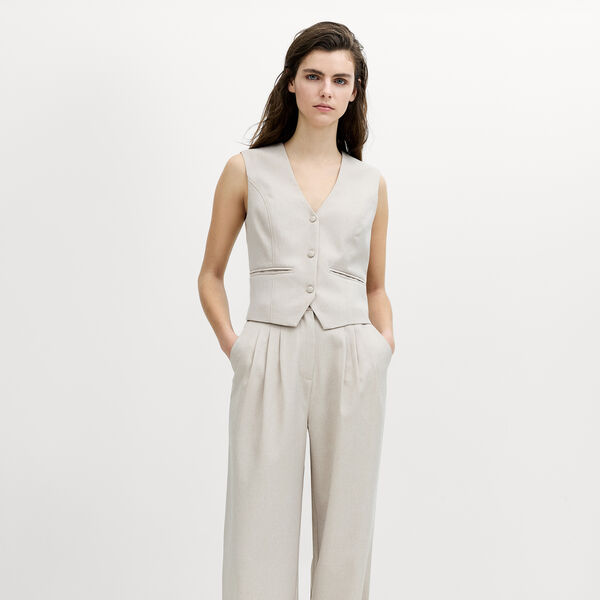 MISHA SUITING FITTED WAISTCOAT, stone neutral, French Connection