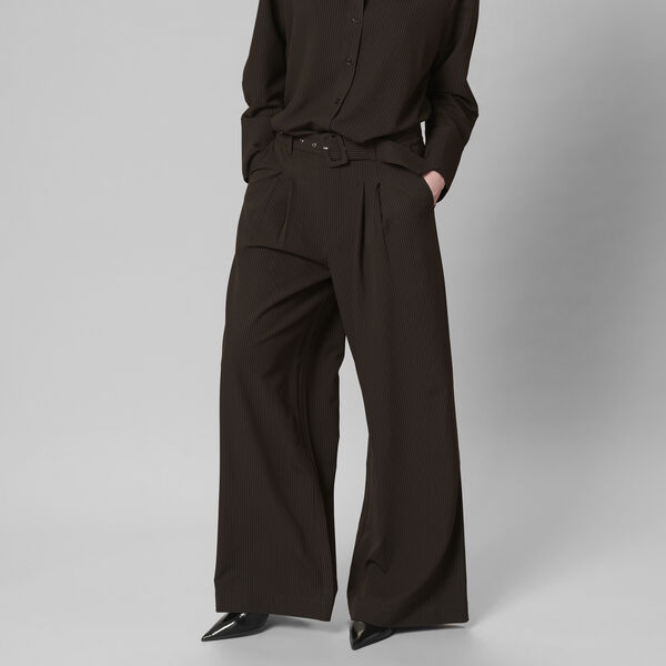 VittaMW High Wide Pant, espresso w. stripe VittaMW High Wide Pant, espresso w. stripe, My Essential Wardrobe