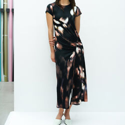 JOSEPHINE MAXINE JERSEY RUCHED MIDI DRESS, brown multi, French Connection