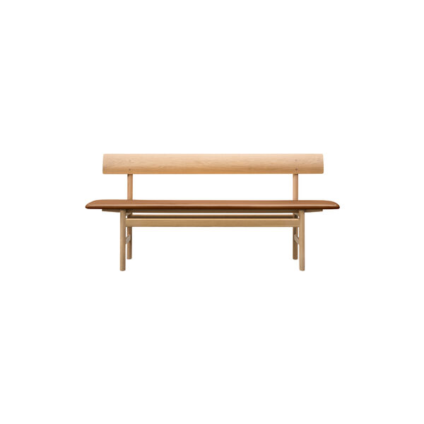 3171 The Mogensen Bench benk, s&aring;pebehandlet eik/omni cognac 307, Fredericia Furniture