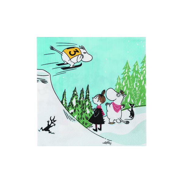 Papirserviett 33 cm, skihopp, Moomin Arabia