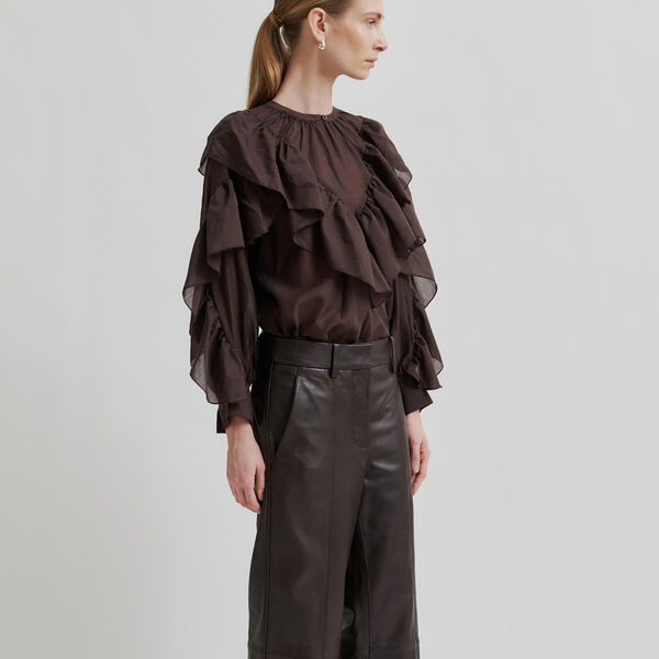Fria Frill Blouse, chocolate plum, Second Female