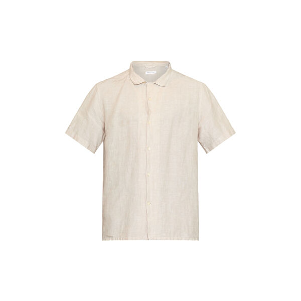 Box short sleeve linen shirt GOTS/Vegan, yarndyed - light feather gray, KnowledgeCotton Apparel 
