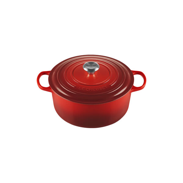 Signature st&oslash;pejern rund gryte &Oslash; 28 cm, cerise, Le Creuset