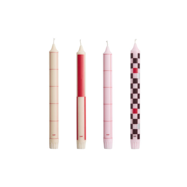 Pattern stearinlys, reds/bordeaux, HAY