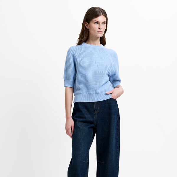LILY MOZART SHORT SLEEVE KNIT JUMPER, pretty blue, French Connection