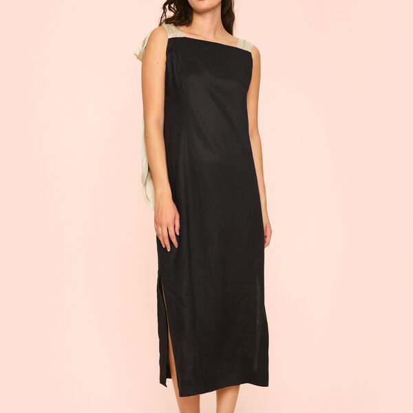 Airy linen narrow dress, black/ivory, BITTE KAI RAND