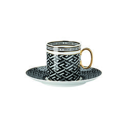 Cup/Saucer 4 tall, signature black, Rosenthal x Versace