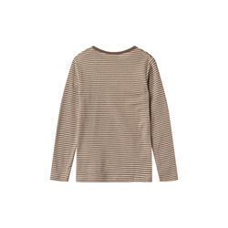 Wool T-Shirt L/S Alfie, 9578 wood stripe, Wheat