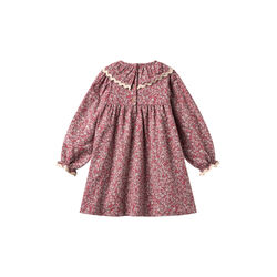 Dress L/S Collar Elvira, 9773 grape flowers, Wheat