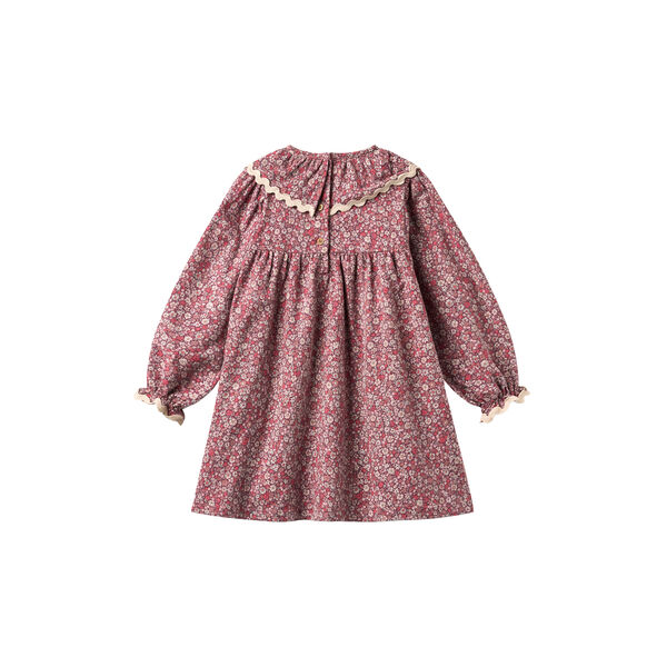 Dress L/S Collar Elvira, 9773 grape flowers, Wheat