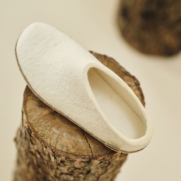 Filttøffel, white, Glerups