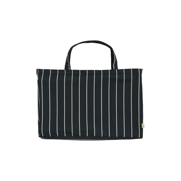 Outdoor Market Folding Stool, black with beige stripe, HAY