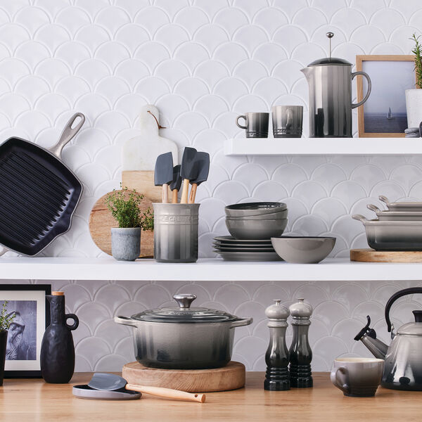 Liten bestikk og redskapskrukke, flint, Le Creuset