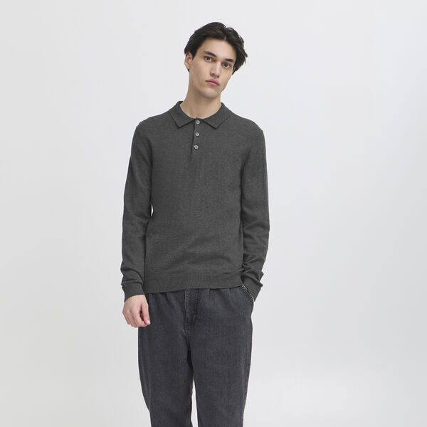 CFFRODE Polo Knit, dark grey melange, Casual Friday