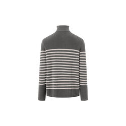 1/2 neck zip merino wool rib knit, grey stripe, KnowledgeCotton Apparel 