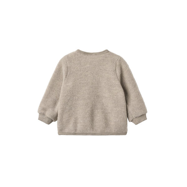 Wool Fleece Cardigan Kari, khaki melange, Wheat