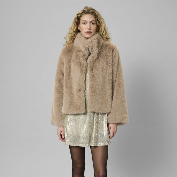 MWAlexa Fur Jacket, greige, My Essential Wardrobe