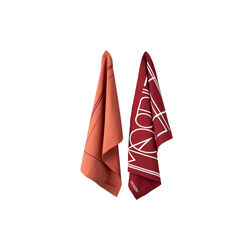 Kjøkkenhånduk 2-pk, rød med mønster/logo, Hellstrøm Items