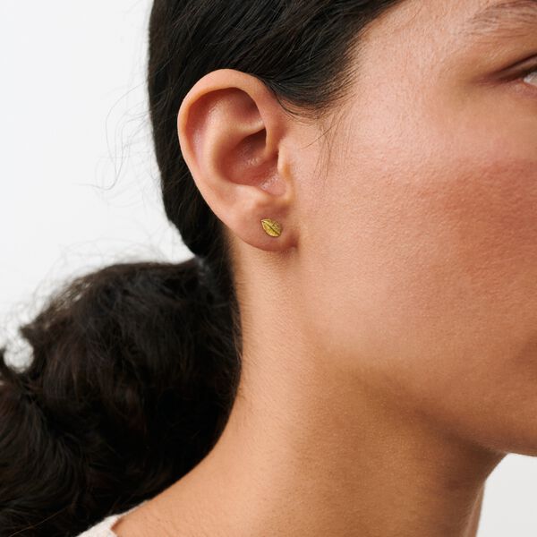 Elm Leaf &Oslash;restikker, gullbelagt, Pernille Corydon Jewellery