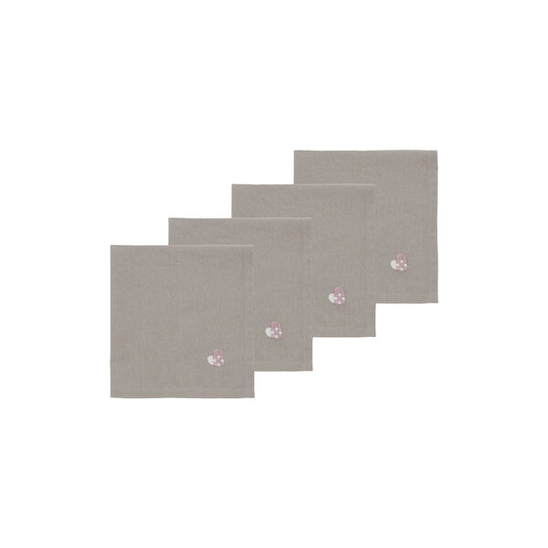 Christmas Hearts Embroidery Tøyservietter, rose, Södahl