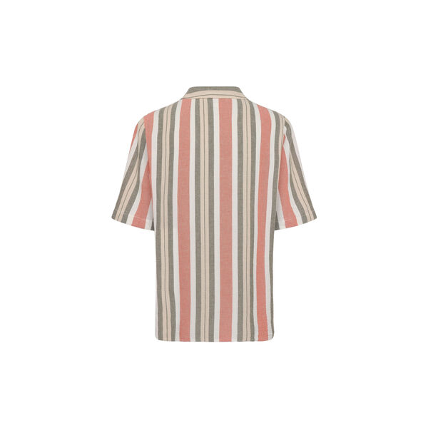 Box short sleeve striped cotton shirt GOTS/Vegan, green stripe Box short sleeve striped cotton shirt GOTS/Vegan, green stripe, KnowledgeCotton Apparel