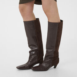 GZbobbie croco boots, dark brown croco, Gestuz