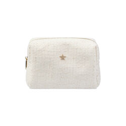 Tweed Make-Up Pouch Small, off white w/sand, DARK department