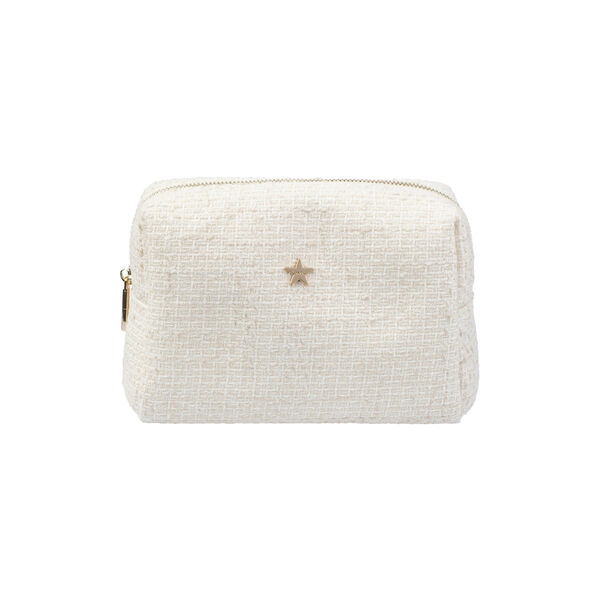 Tweed Make-Up Pouch Small, off white w/sand, DARK department