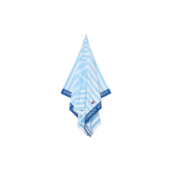 Summer Cotton Velour Beach Towel, blue/white, Lexington