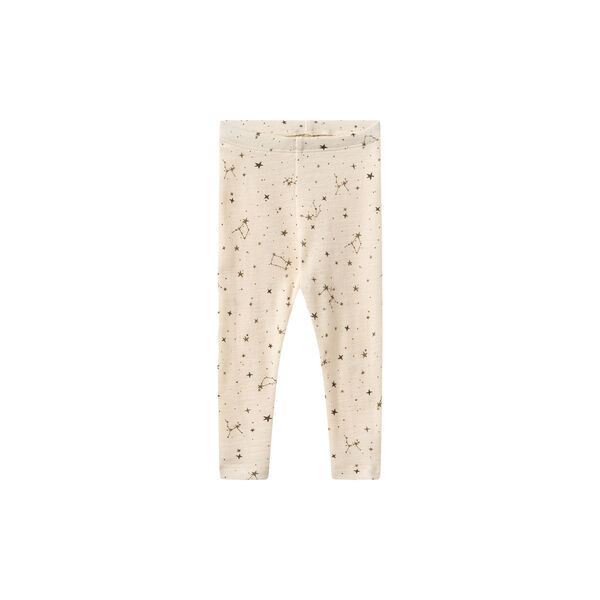 Wool Leggings Agi, 3130 eggshell flowers, Wheat