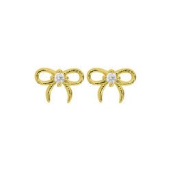 Juliette - Petite Bow with Crystal Stud &oslash;reringer, gull, timi of Sweden
