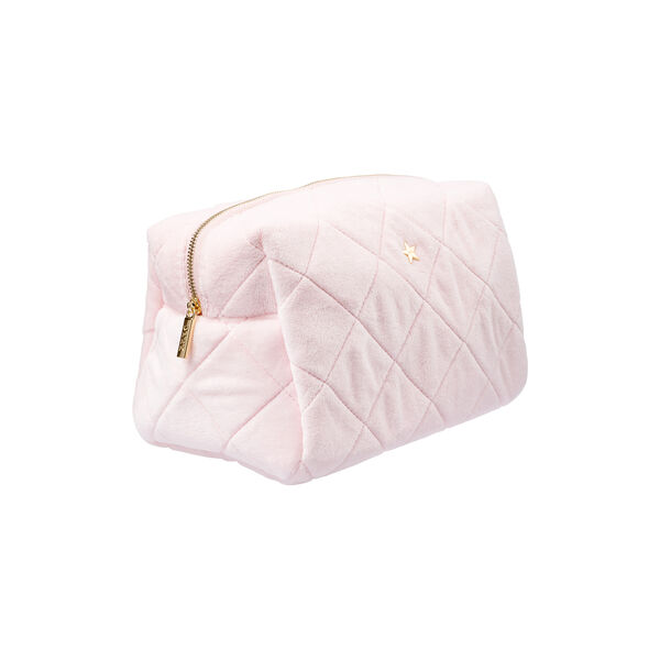 Velvet Square Quilted Make-Up Pouch Large, cotton candy, DARK department