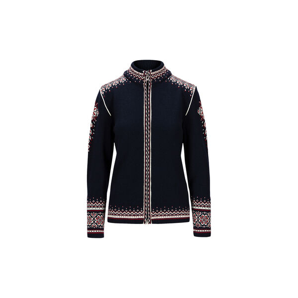 140th Anniversary Fem Jacket, navy redrose offwhite, Dale of Norway