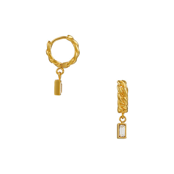 SW Baguette & Chain Huggie øredobber, Orelia