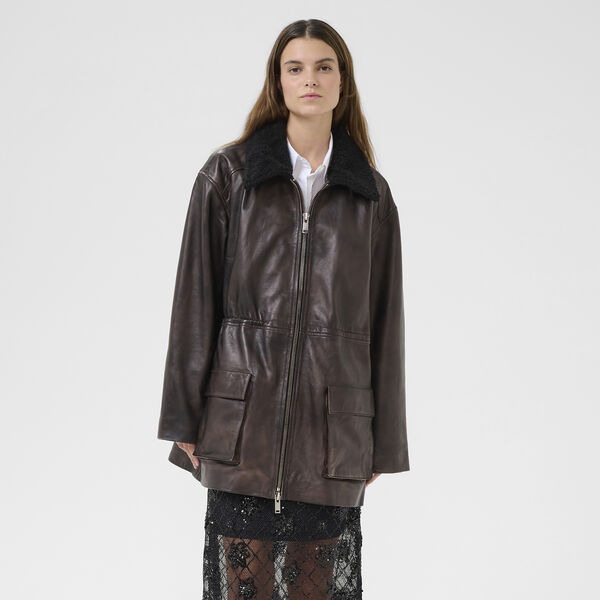 KBBrooklyn Leather Jacket, bracken KBBrooklyn Leather Jacket, bracken, Karen by Simonsen