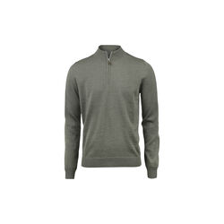 Sweater Knitted Half Zip Merino Wool, green, Stenströms