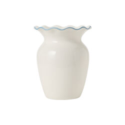 Stoneware Wavy Vase, white/blue, Lexington