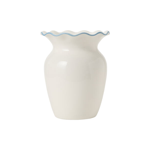 Stoneware Wavy Vase, white/blue, Lexington