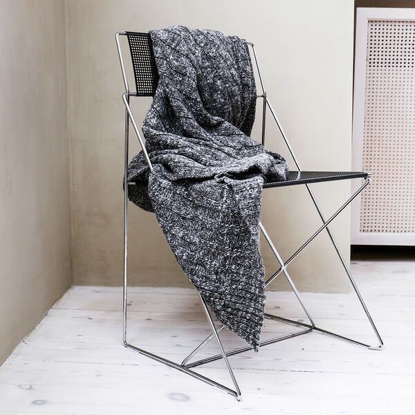 Cable pledd, grey/black, ELVANG