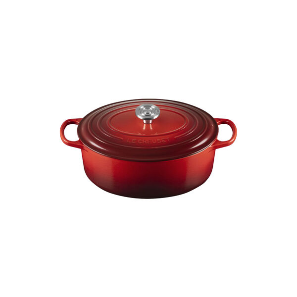 Signature st&oslash;pejern oval gryte | 31 cm | Cerise, Le Creuset