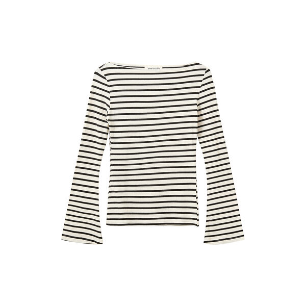 CeceSW Boat-Neck Long-Sleeve T-Shirt, white black striped, Sofie Schnoor