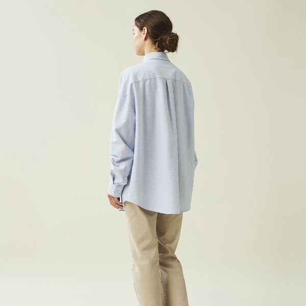Pernilla Organic Cotton Oxford skjorte, blå/hvit stripe Pernilla Organic Cotton Oxford skjorte, blå/hvit stripe, Lexington