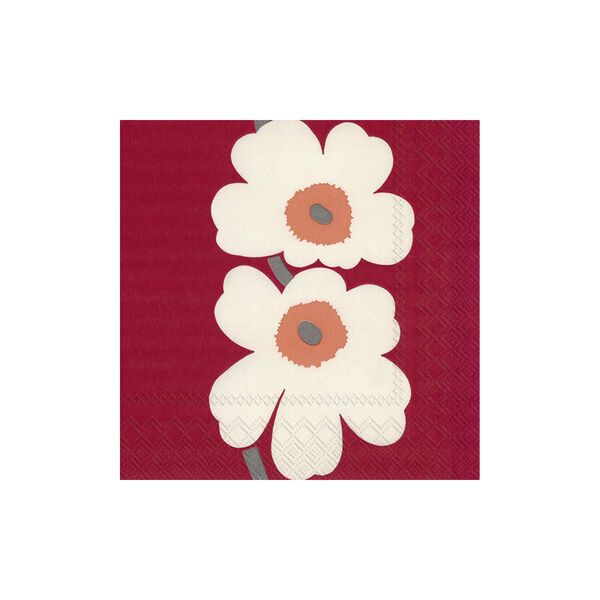 Lunsjserviett Marimekko Unikko 60-årsjubileum, rød Lunsjserviett Marimekko Unikko 60-årsjubileum, rød, Vinding