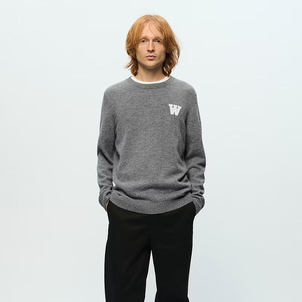 WWTay L Knit Pullover, light melange grey, Wood Wood