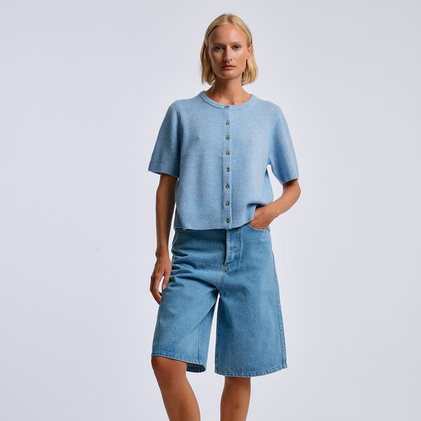 Emma short Cardigan, summer blue, ONE and OTHER