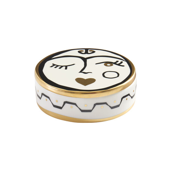 Marseilles Stash Box, white/black/gold, Jonathan Adler